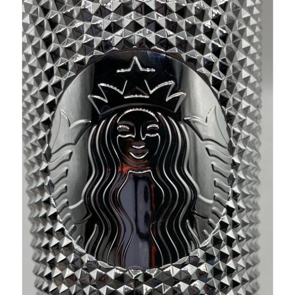 Disney Parks Mickey Silver Studded Starbucks Tumbler Cup Limited Edition 2021 - Picture 12 of 16